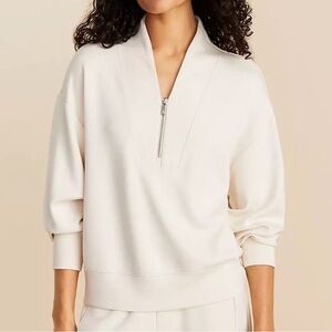 Lou & Grey Scubasoft Cream Half-Zip Funnel Sweatshirt / Size Large